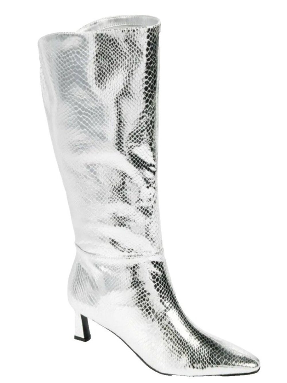 STEVE MADDEN Silver Womans NEWLYN Knee High Boot Size 7.5 Kitten Heel NEW